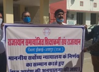राजस्थान समायोजित शिक्षाकर्मी संघ ने जिला कलेक्टर को दिया ज्ञापन,,