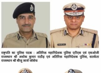 स्वतन्त्रता दिवस-2021,,, प्रदेश के 2 पुलिस अधिकारियों को राष्ट्रपति पुलिस पदक व 19 पुलिस अधिकारियों व कर्मचारियों को पुलिस पदक की घोषणा,,,