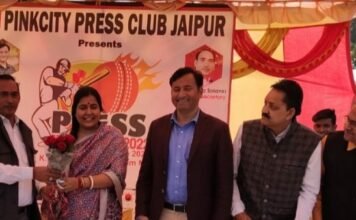 प्रेस प्रीमियर लीग का शुभारम्भ जयपुर ग्रेटर – हैरिटेज महापौर ने किया,,महानगर टाइम्स ने लीग का पहला मैच जीता,,